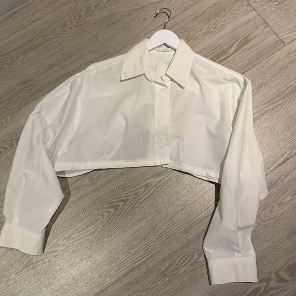 Source Unknown La Vie White Detachable Zip Crop Shirt | Size: S/M - Picture 5 of 5